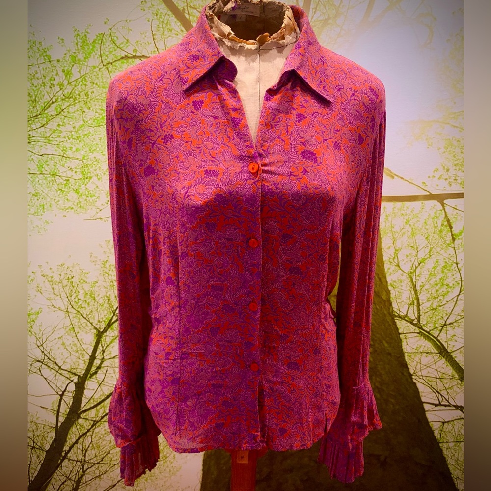 100% Rayon Ruffled Sleeves Blouse